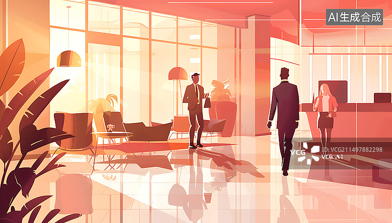 【AI数字艺术】扁平风商务职场插画图片素材