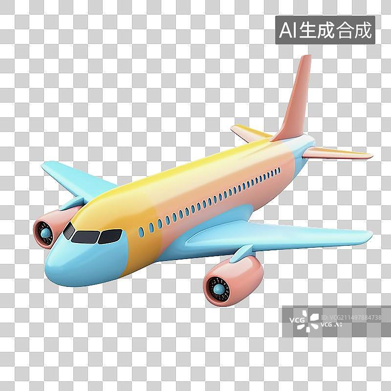 【AI数字艺术】旅游季卡通飞机图标图片素材