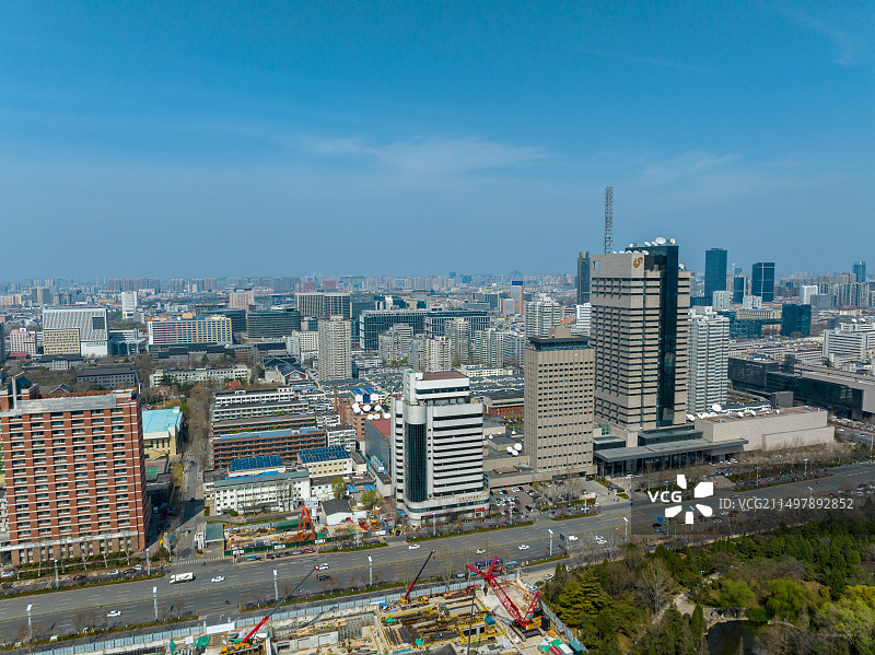 中国山东电视大厦、山东广播电视台航拍图片素材