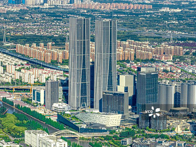 上海张江科学之门双子塔 张江科学城地标建筑 张江高科产业园区 浦东开发开放图片素材