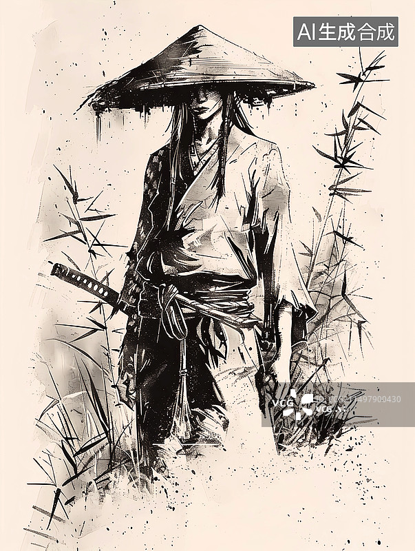 【AI数字艺术】中式传统泼墨侠客图片素材