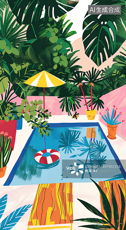 【AI数字艺术】波西米亚夏日缤纷度假插画图片素材