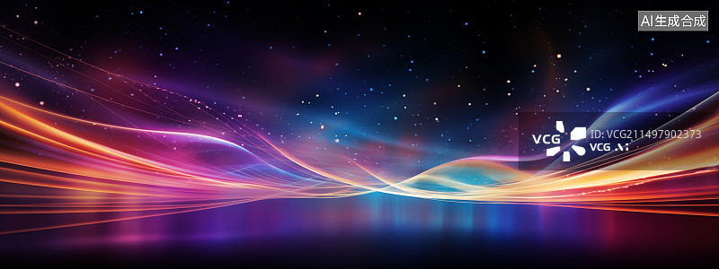 【AI数字艺术】紫金蓝色的线条光迹插画背景图片素材