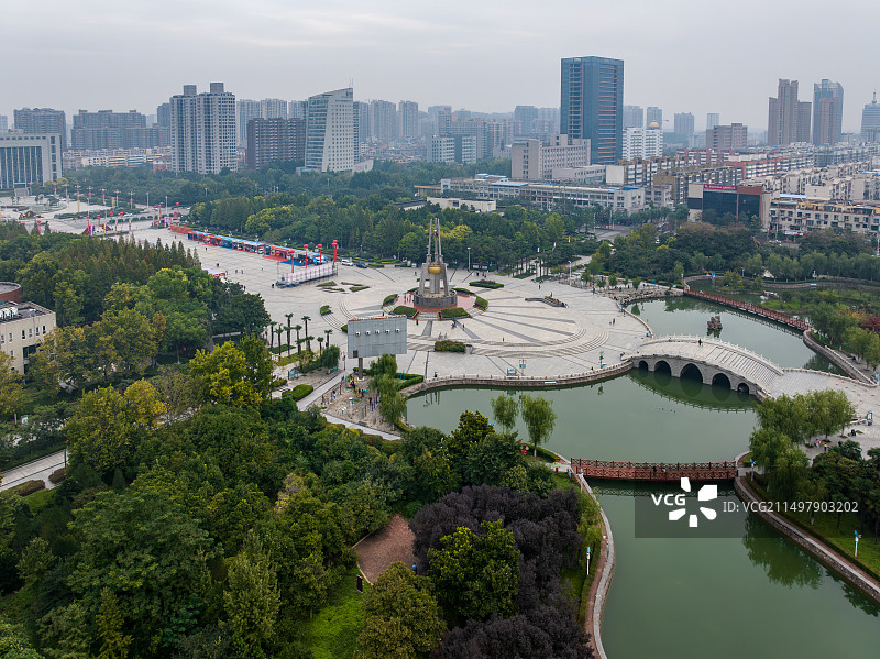 中国河南禹州夏禹公园航拍图片素材