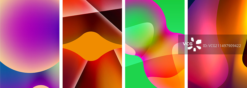 绿色背景上的彩色抽象图像拼贴图片素材