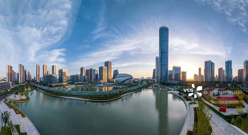 苏州相城高铁新城城市风景航拍图片素材