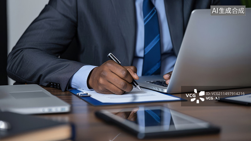 【AI数字艺术】办公室商务人士正在写字图片素材