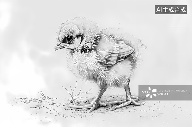 【AI数字艺术】小鸡,养殖,家畜,手绘,插画图片素材