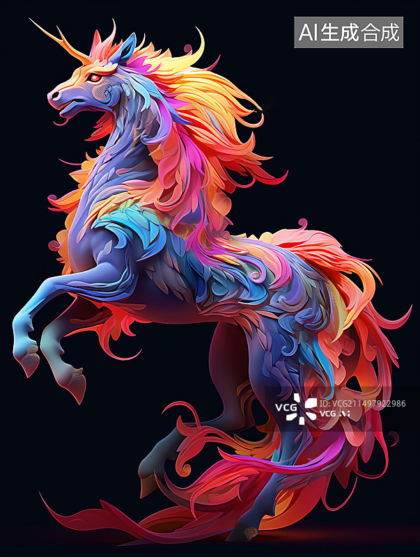 【AI数字艺术】独角兽插画图片素材