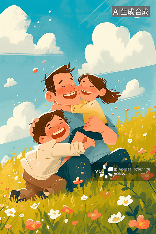 【AI数字艺术】父亲节扁平插画海报图片素材