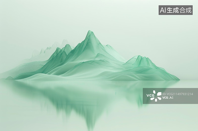 【AI数字艺术】传统远山意境水墨插画图片素材