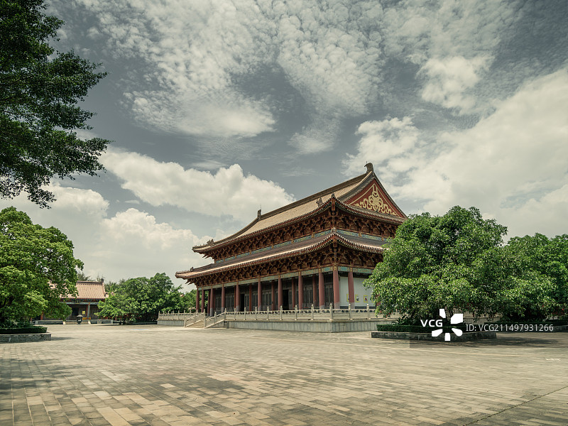 "澄迈八景"之一盈滨半岛永庆寺大雄宝殿佛教圣地3A级风景旅游区图片素材