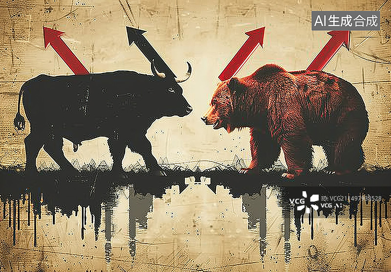 【AI数字艺术】A股牛熊对决图片素材