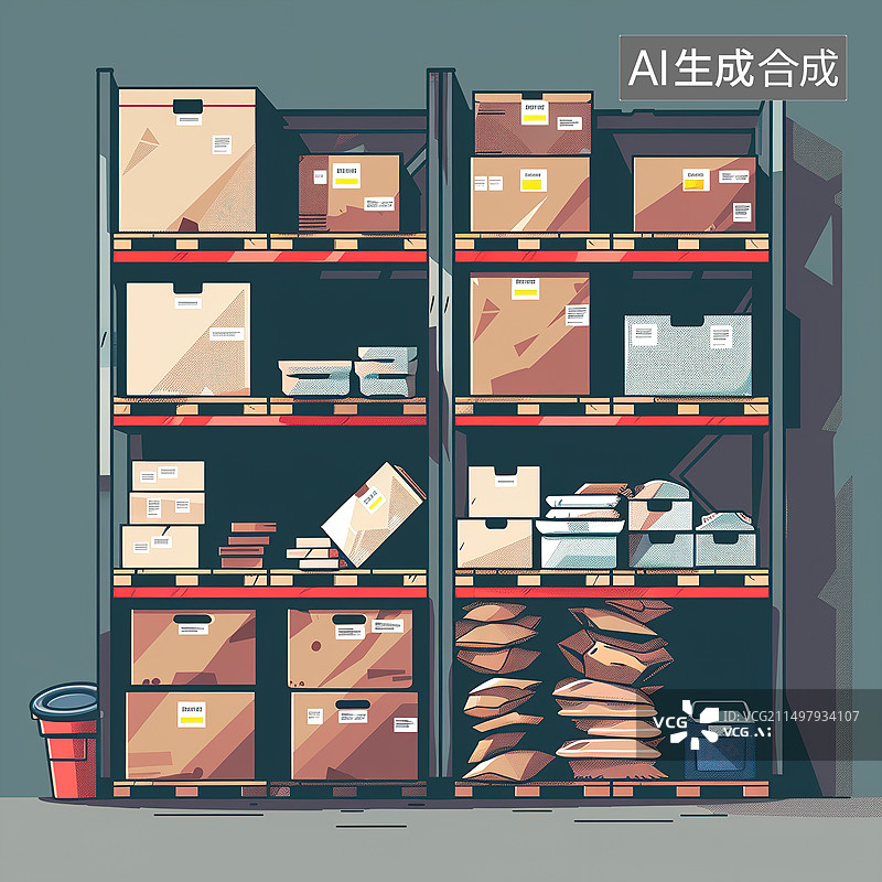 【AI数字艺术】货架摆满物品图片素材