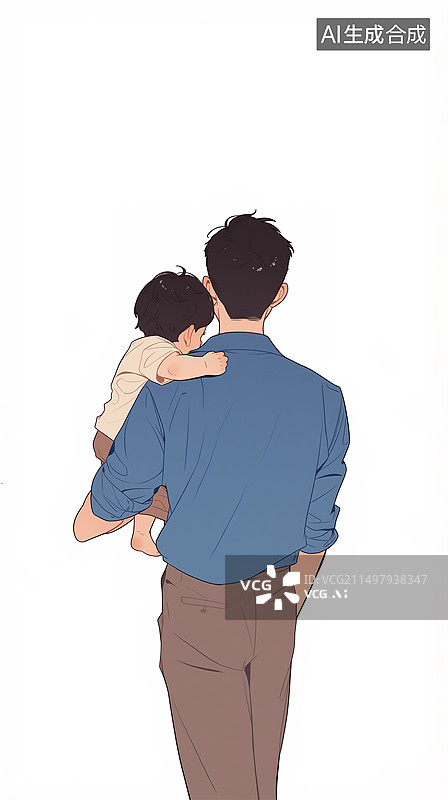 【AI数字艺术】父亲节父与子竖构图海报背景宣传图图片素材