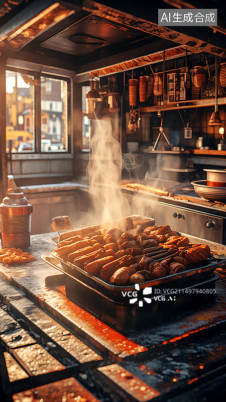 【AI数字艺术】烧烤摊麻辣烫食品行业美食文化小吃摊图片素材