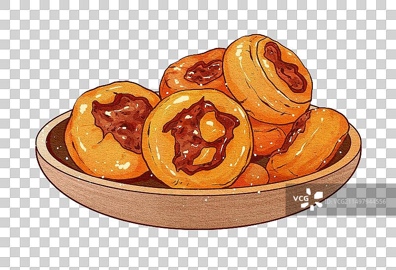 中国传统美食广式点心鸡仔饼图片素材
