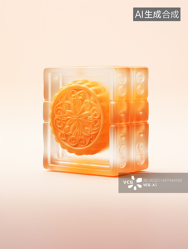 【AI数字艺术】中秋节月透明质感月饼插画图片素材
