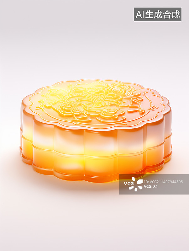 【AI数字艺术】中秋节月透明质感月饼插画图片素材