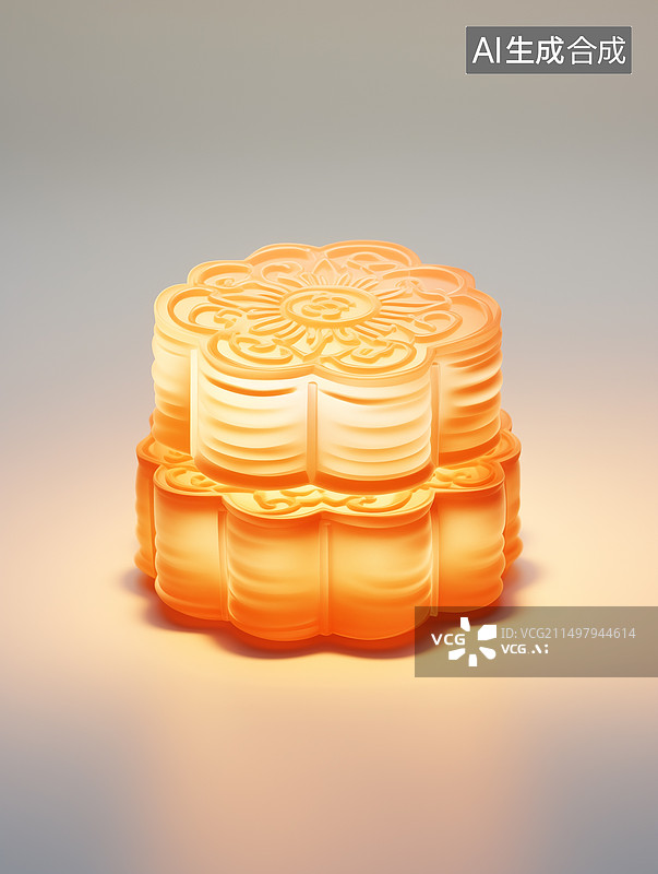 【AI数字艺术】中秋节月透明质感月饼插画图片素材