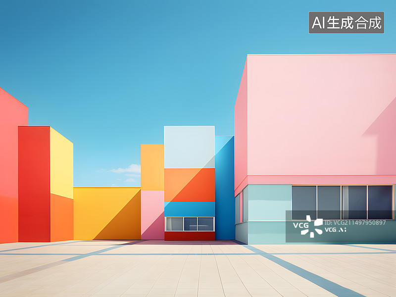 【AI数字艺术】彩色房子背景图图片素材