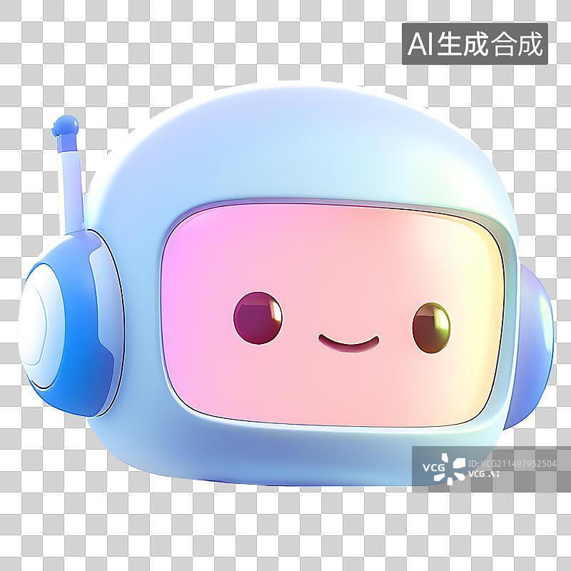 【AI数字艺术】可爱的机器人头部插画元素图片素材