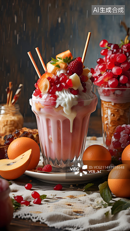 【AI数字艺术】冰淇淋球与冰淇淋甜筒图片素材
