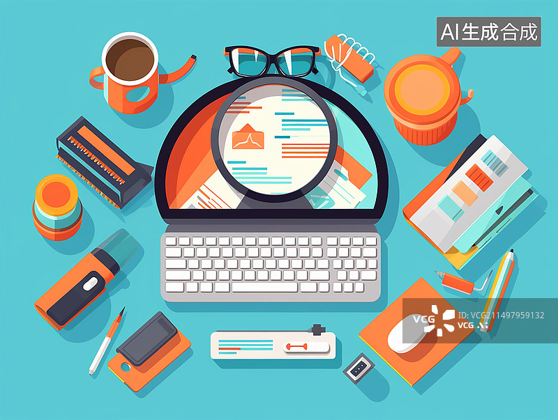 【AI数字艺术】办公桌招聘简历场景图片素材