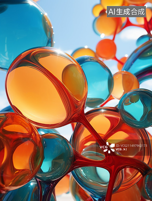 【AI数字艺术】几何造型的玻璃背景图图片素材