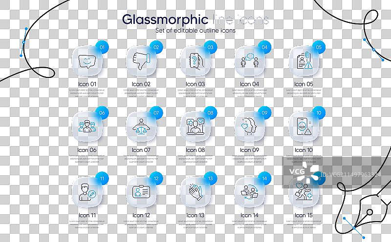 带ID的社交媒体和搜索员工图标集图片素材