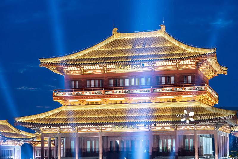 襄阳古城昭明台夜景夜晚城市风光图片素材