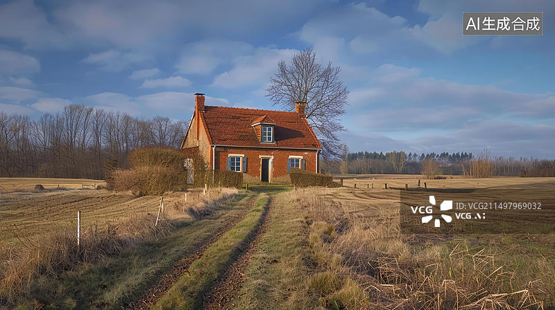 【AI数字艺术】田中央的小砖屋图片素材