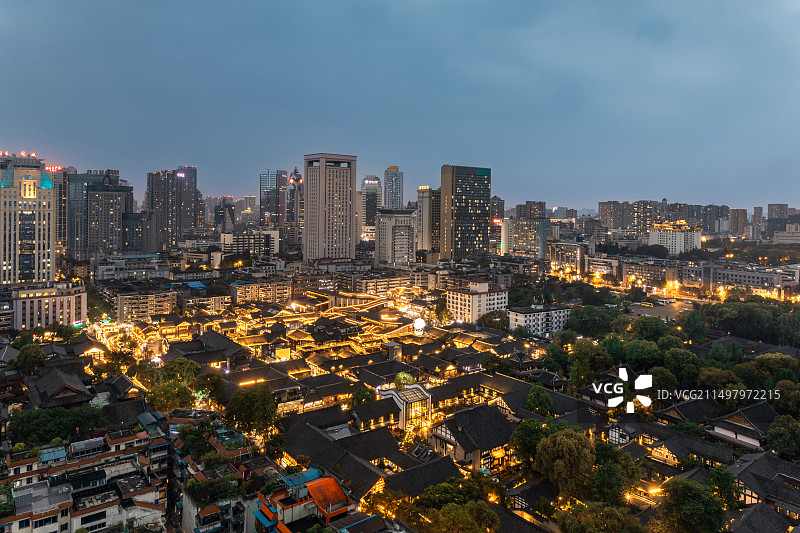 成都文殊坊夜景图片素材