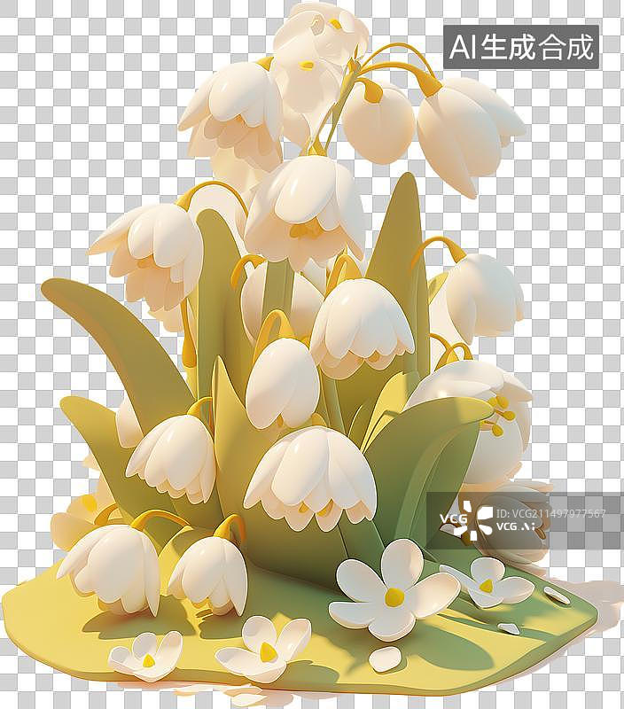 【AI数字艺术】白色铃兰，植物，开花，生长图片素材