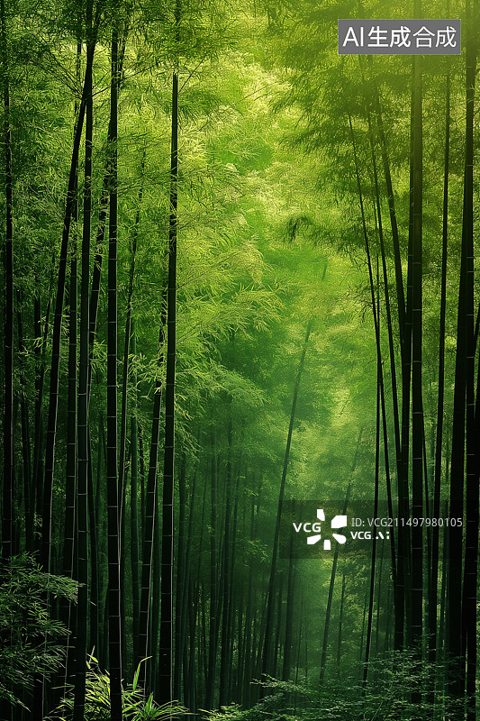 【AI数字艺术】一片茂密的竹林背景图片素材
