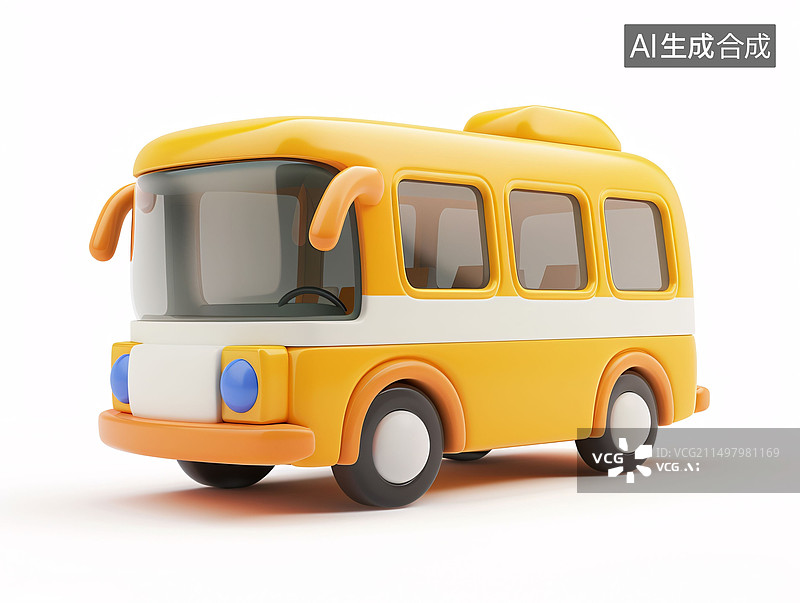 【AI数字艺术】校车巴士3d渲染返校毕业季开学季概念素材图片素材