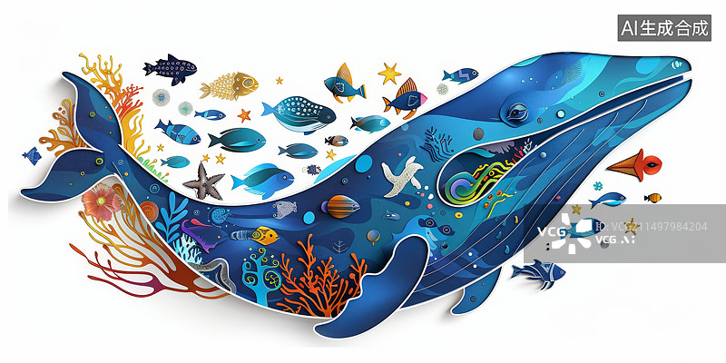 【AI数字艺术】海豚在海里游泳的插画图片素材