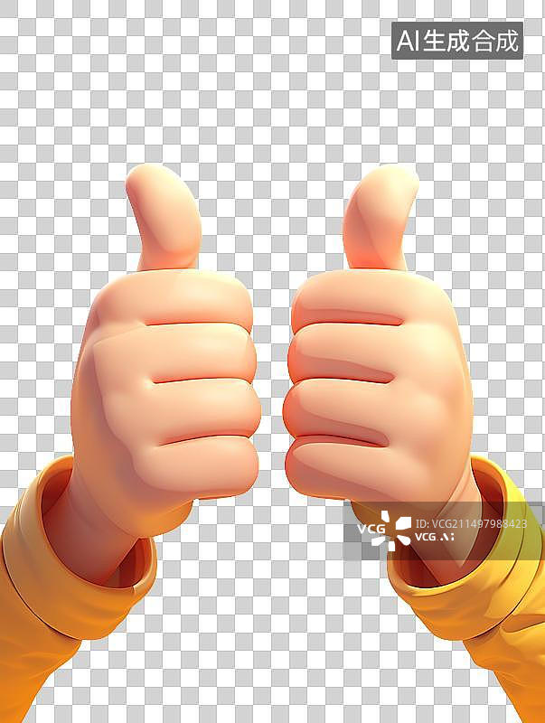 【AI数字艺术】3D渲染可爱卡通点赞手势图片素材