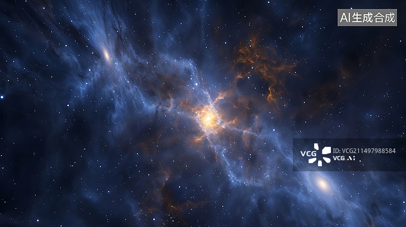 【AI数字艺术】蓝色星空宇宙抽象背景图片素材