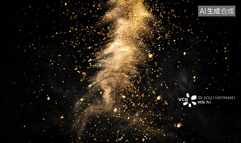 【AI数字艺术】黑色背景下的五彩纸屑特写镜头图片素材