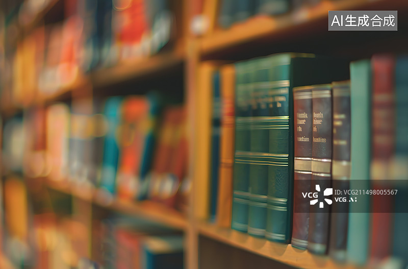【AI数字艺术】图书馆书架上书籍的特写镜头图片素材