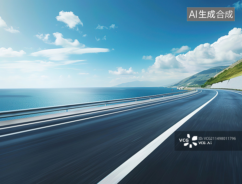 【AI数字艺术】海边道路与城市风光图片素材