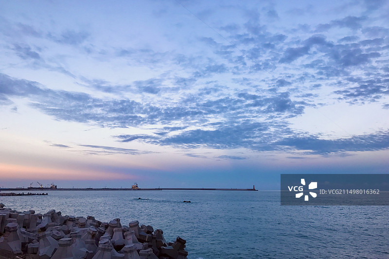 台湾省花莲县太平洋的晚霞 海上的晚霞日落图片素材