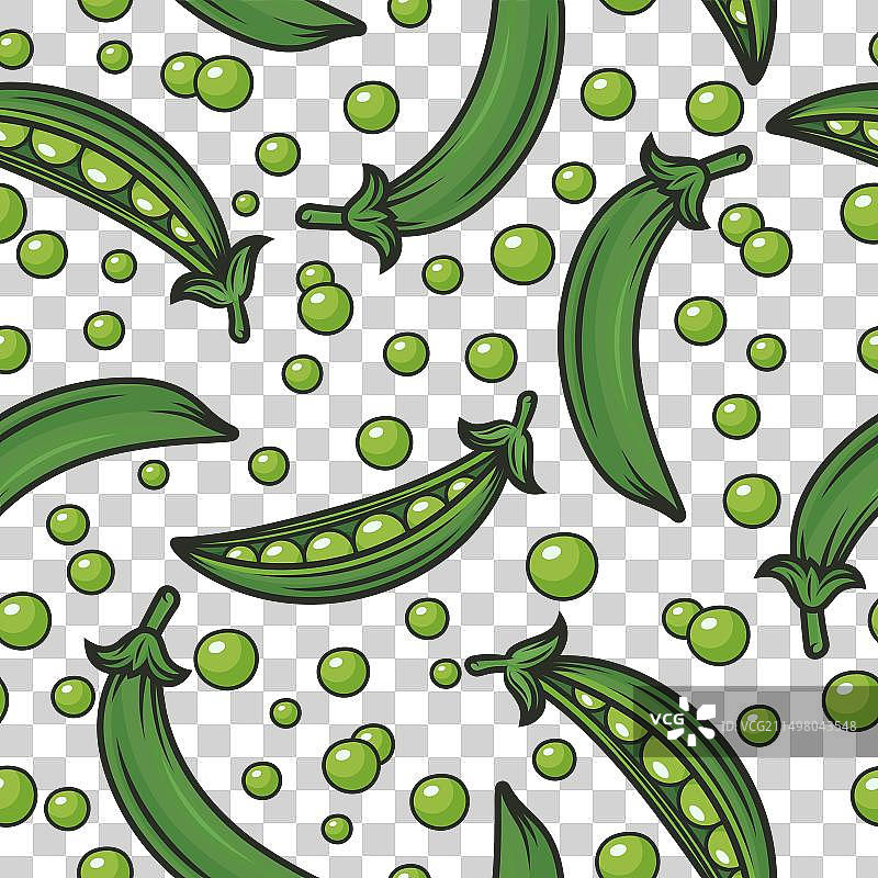 扁平绿豌豆荚无缝图案图片素材