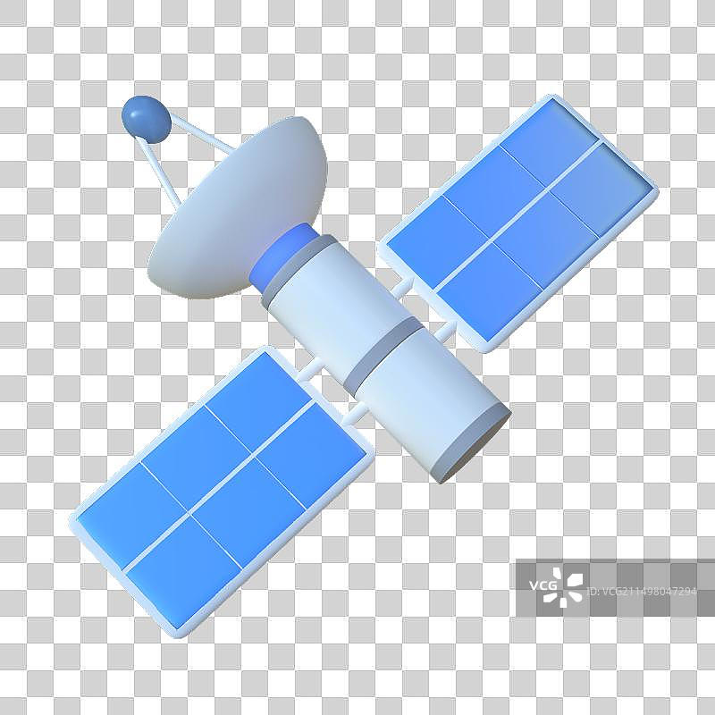 通讯卫星航空航天科技3D卡通插画元素图片素材