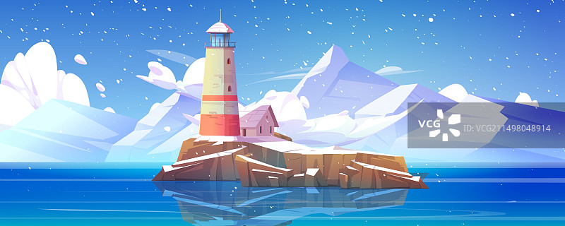 冬季岛屿悬崖灯塔景观图片素材
