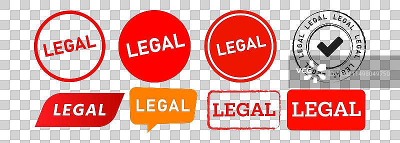 法律方圆形印章和语音气泡标签图片素材