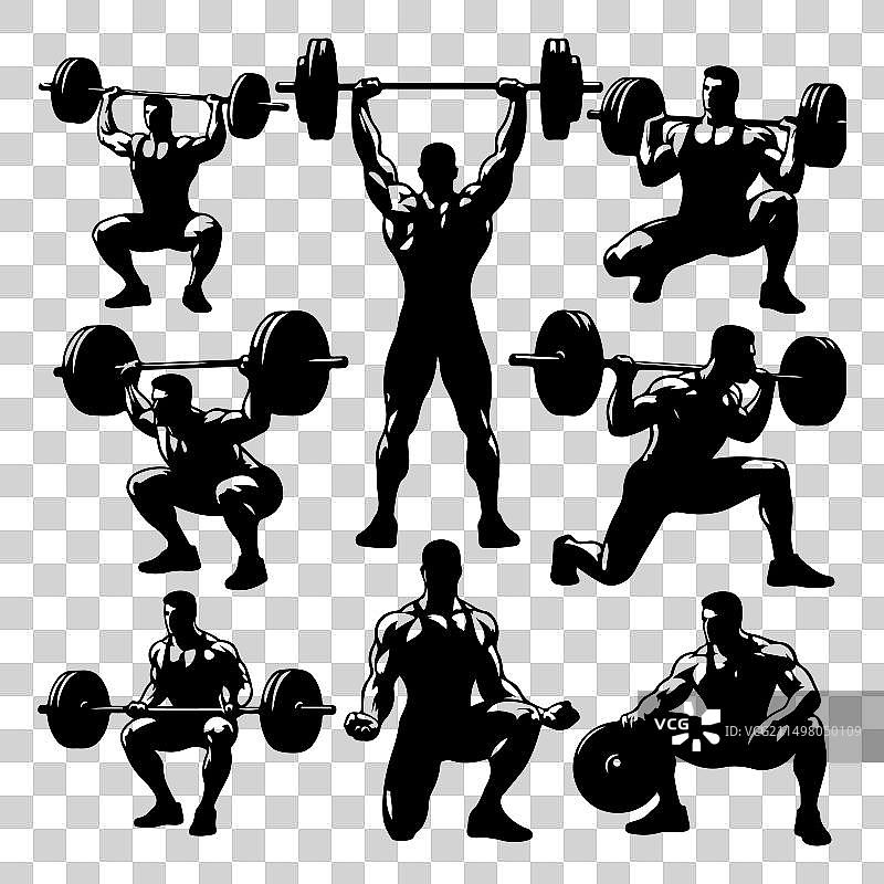 举重运动员剪影图片素材