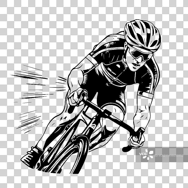 骑公路自行车的自行车手抽象图片素材