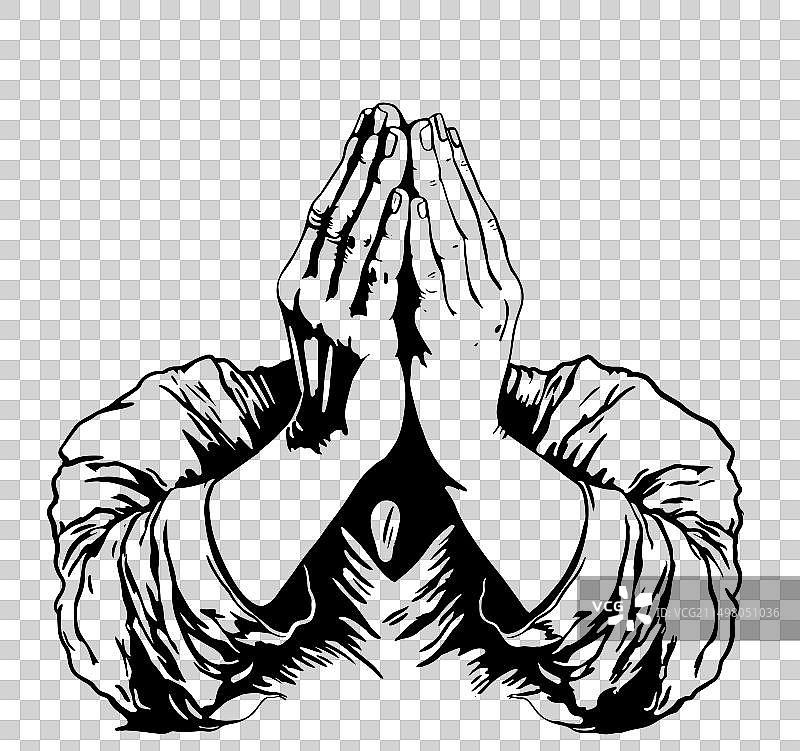 黑白祈祷之手图片素材